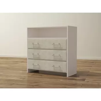 PROxSON Комод Varna (ЛДСП Белая+ткань Белый/Savana Milk (молочный)) 90x40