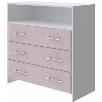 PROxSON Комод Varna (ЛДСП Белая+ткань Белый/Teddy Лунный) 90x40