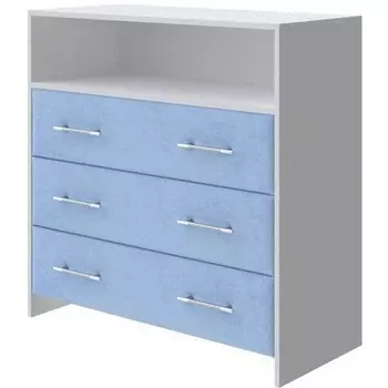 PROxSON Комод Varna (ЛДСП Белая+ткань Белый/Teddy Небесно-голубой) 90x40