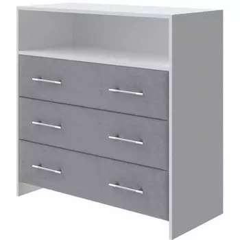 PROxSON Комод Varna (ЛДСП Белая+ткань Белый/Teddy Мокрый асфальт) 90x40