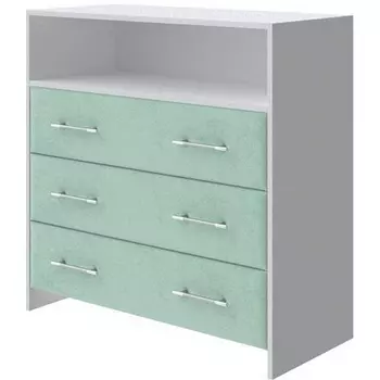 PROxSON Комод Varna (ЛДСП Белая+ткань Белый/Teddy Мятный) 90x40