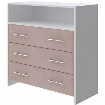 PROxSON Комод Varna (ЛДСП Белая+ткань Белый/Teddy Шоколадный бисквит) 90x40