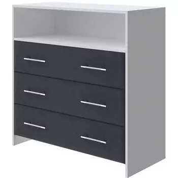 PROxSON Комод Varna (ЛДСП Белая+ткань Белый/Teddy Древесный уголь) 90x40