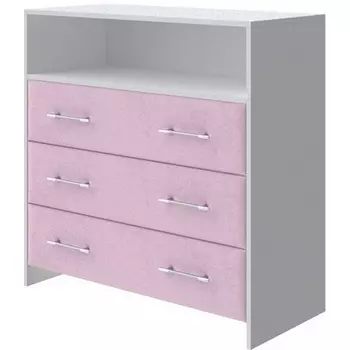 PROxSON Комод Varna (ЛДСП Белая+ткань Белый/Teddy Розовый фламинго) 90x40