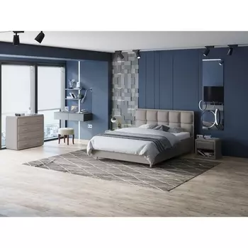 PROxSON Кровать Chessy без основания (Ткань: Рогожка Тетра Бежевый) 200x200