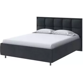 PROxSON Кровать Chessy без основания (Ткань: Велюр Teddy Древесный уголь) 200x200