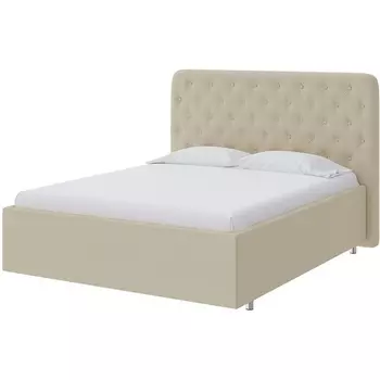 PROxSON Кровать Classic Large (Ткань: Велюр Forest 726 Светло-бежевый) 200x200