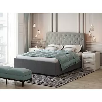 PROxSON Кровать Classic Large (Ткань: Велюр Monopoly Британский серый (996)) 160x200