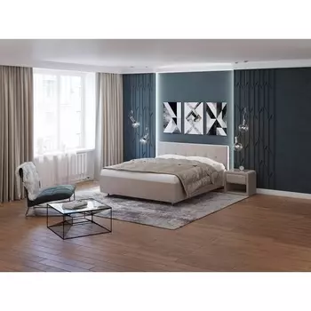 PROxSON Кровать Diamo без основания (Ткань: Рогожка Тетра Бежевый) 200x200