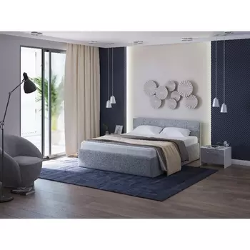 PROxSON Кровать Domo Plus (Ткань: Жаккард Tesla Стальной) 140x200