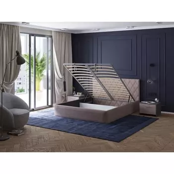 PROxSON Кровать Fresco с бельевым ящиком (Ткань: Велюр Monopoly Горячий шоколад (237)) 180x200