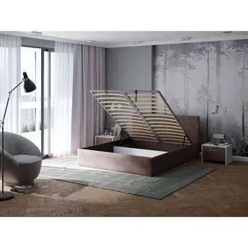 PROxSON Кровать Helix с бельевым ящиком (Ткань: Велюр Monopoly Горячий шоколад (237)) 180x200