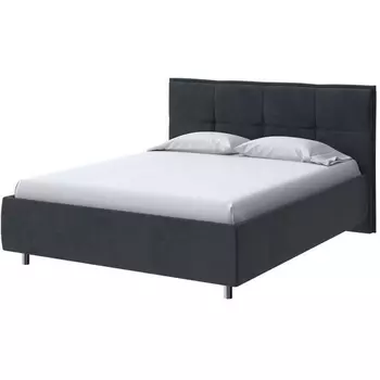 PROxSON Кровать Lino без основания (Ткань: Велюр Teddy Древесный уголь) 180x200