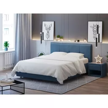 PROxSON Кровать Lino без основания (Ткань: Велюр Monopoly Прованский синий (792)) 180x190