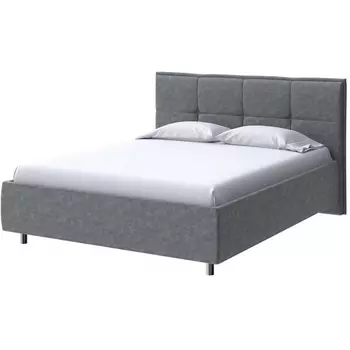 PROxSON Кровать Lino без основания (Ткань: Велюр Gratta 4 Серый космос) 200x200