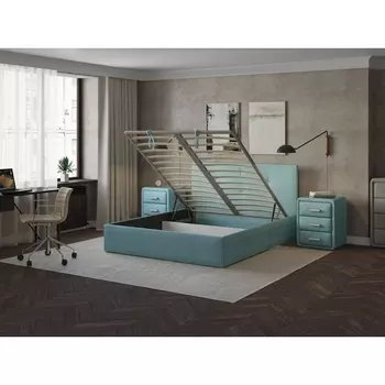 PROxSON Кровать Mono с бельевым ящиком (Ткань: Велюр Monopoly Мятный лёд (670)) 180x200