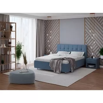 PROxSON Кровать Nety без основания (Ткань: Рогожка Тетра Голубой) 200x200