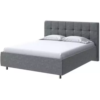 PROxSON Кровать Nety без основания (Ткань: Велюр Gratta 4 Серый космос) 200x200