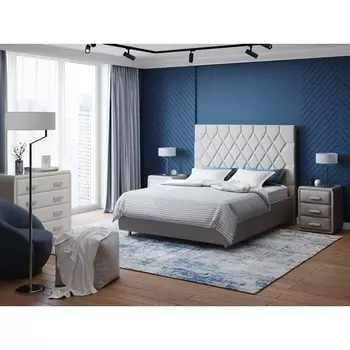 PROxSON Кровать Rhomby без основания (Ткань: Рогожка Тетра Бежевый) 200x200