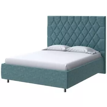 PROxSON Кровать Rhomby без основания (Ткань: Велюр Gratta 5 Морская лагуна) 200x200