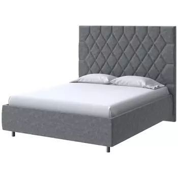 PROxSON Кровать Rhomby без основания (Ткань: Велюр Gratta 4 Серый космос) 180x200