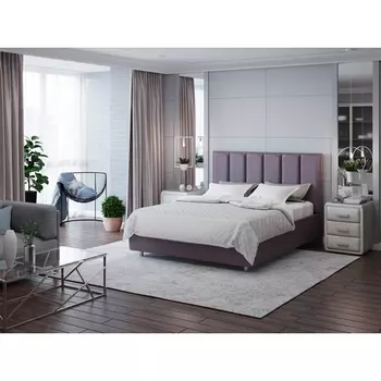 PROxSON Кровать Routa без основания (Ткань: Рогожка Тетра Слива) 200x200