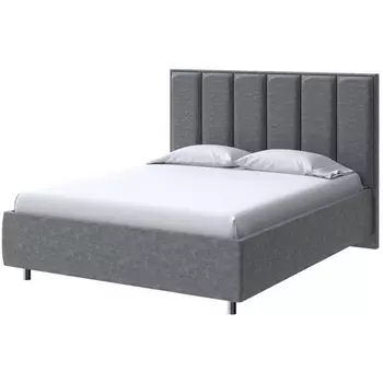 PROxSON Кровать Routa без основания (Ткань: Велюр Gratta 4 Серый космос) 200x200