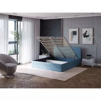 PROxSON Кровать Vector с бельевым ящиком (Ткань: Велюр Monopoly Прованский синий (792)) 180x200