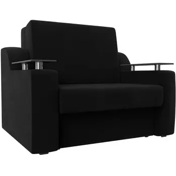Прямой диван аккордеон Сенатор 120 (Микровельвет/Черный) Лига Диванов 119899