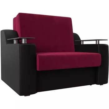 Прямой диван аккордеон Сенатор 120 (Микровельвет,Экокожа/Черный,Красный) Лига Диванов 119904