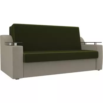 Прямой диван аккордеон Сенатор 160 (основа микровельвет зеленый, компаньон микровельвет бежевый) Лига Диванов 106464
