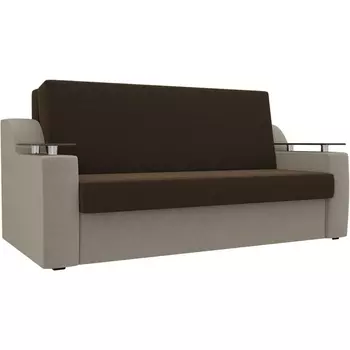 Прямой диван аккордеон Сенатор 160 (основа микровельвет коричневый, компаньон микровельвет бежевый) Лига Диванов 106465