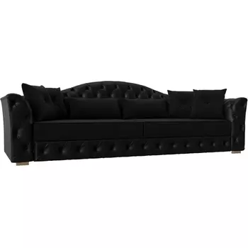 Прямой диван Артис НПБ (Микровельвет,Экокожа/Черный) Лига Диванов 120369