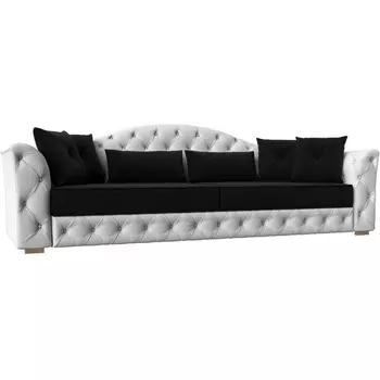 Прямой диван Артис НПБ (Микровельвет,Экокожа/Черный) Лига Диванов 120370