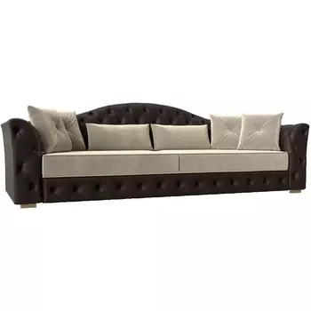 Прямой диван Артис НПБ (Микровельвет,Экокожа/Бежевый) Лига Диванов 120371