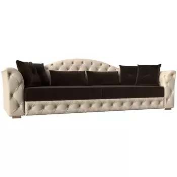 Прямой диван Артис НПБ (Микровельвет,Экокожа/Коричневый) Лига Диванов 120372