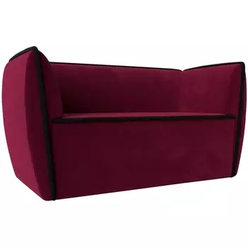 Прямой диван Бергамо 2-х местный (микровельвет бордовый, кант микровельвет черный) Лига Диванов 112052