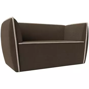 Прямой диван Бергамо 2-х местный (рогожка коричневая, кант рогожка бежевая) Лига Диванов 112070