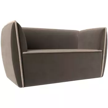 Прямой диван Бергамо 2-х местный (велюр коричневый, кант велюр бежевый) Лига Диванов 112038