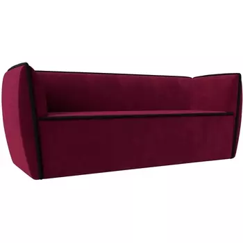 Прямой диван Бергамо 3-х местный (микровельвет бордовый, кант микровельвет черный) Лига Диванов 112105