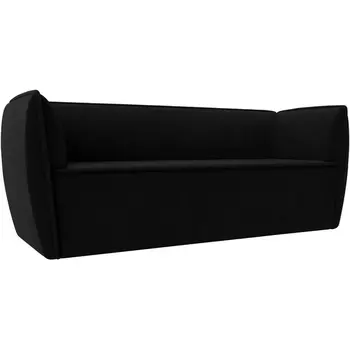 Прямой диван Бергамо 3-х местный (микровельвет черный) Лига Диванов 112118