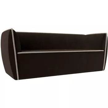 Прямой диван Бергамо 3-х местный (микровельвет коричневый, кант микровельвет бежевый) Лига Диванов 112113