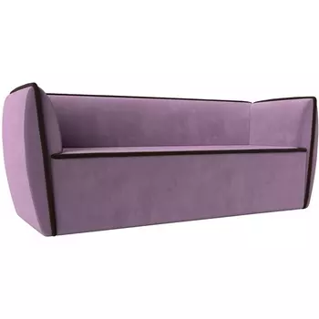 Прямой диван Бергамо 3-х местный (микровельвет сиреневый, кант микровельвет коричневый) Лига Диванов 112115