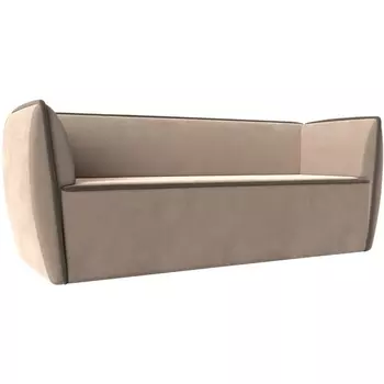 Прямой диван Бергамо 3-х местный (велюр бежевый, кант велюр коричневый) Лига Диванов 112083