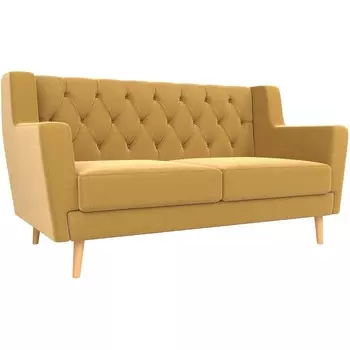 Прямой диван Брайтон 2 Люкс (микровельвет желтый) Лига Диванов 108948