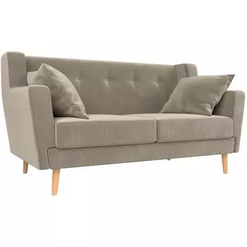 Прямой диван Брайтон 2 (микровельвет бежевый) Лига Диванов 108922