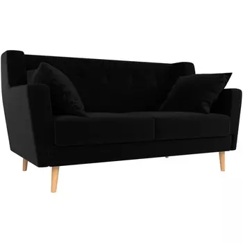 Прямой диван Брайтон 2 (велюр черный) Лига Диванов 108921