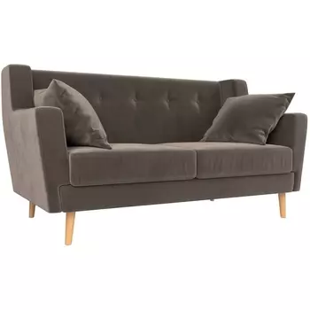 Прямой диван Брайтон 2 (велюр коричневый) Лига Диванов 108918