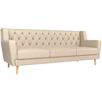 Прямой диван Брайтон 3 Люкс (экокожа бежевая) Лига Диванов 108983