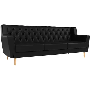 Прямой диван Брайтон 3 Люкс (экокожа черная) Лига Диванов 108986